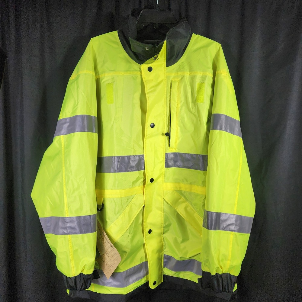 High Visibility Reflective Work Safety Jacket  Reversible Men Rain Gear‎ Hooded